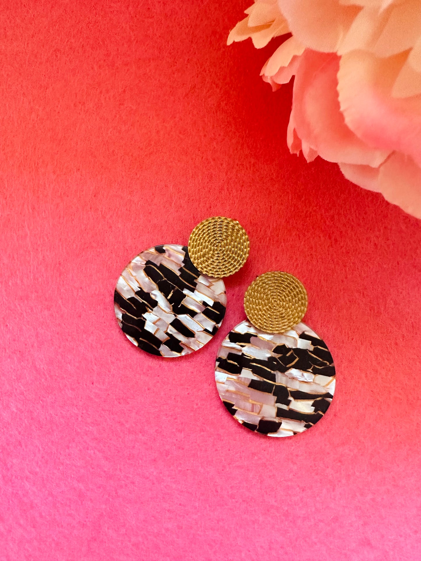 Boucles d'oreilles MATHILDE motif mosaïque - Élégance et Originalité-Boucles d'oreilles-Camilmari Bijoux-Camilmari Bijoux.