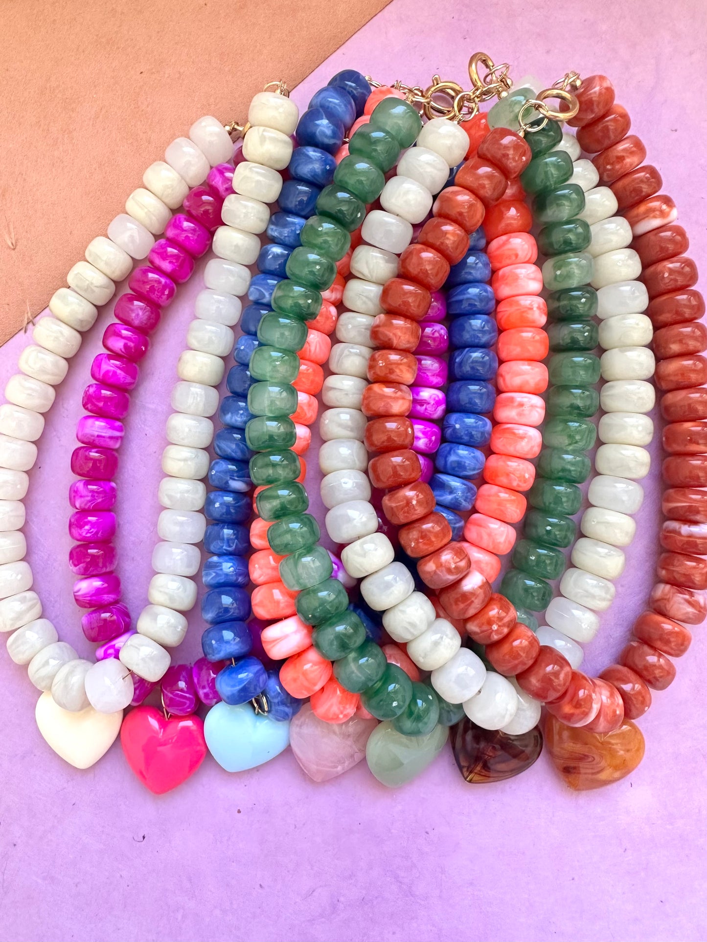 Collier de perles CLAUDIE – Collier cœur coloré fait main-Colliers-Camilmari Bijoux-Camilmari Bijoux.