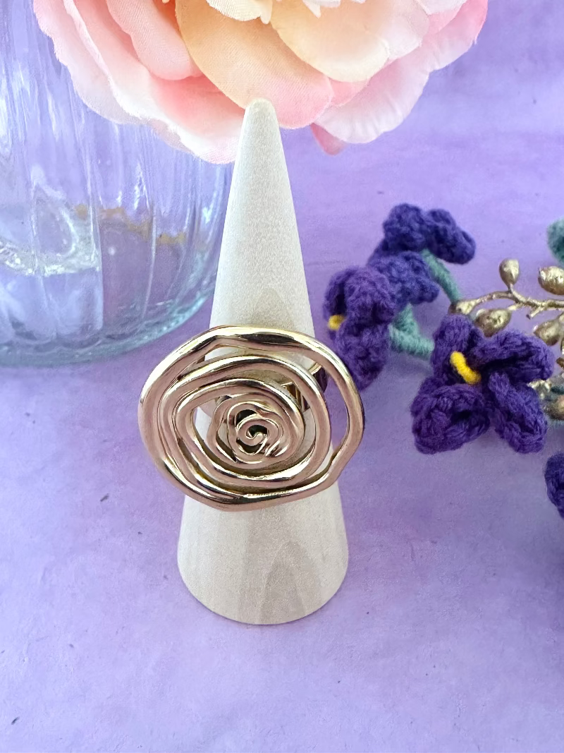 Bague ENORA rose en acier inoxydable dore - Camilmari Bijoux