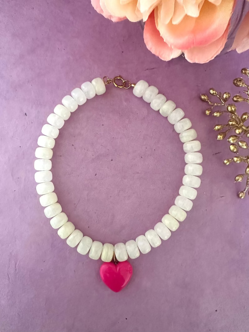 Collier coeur colore Claudie couleur personnalisable - Camilmari Bijoux