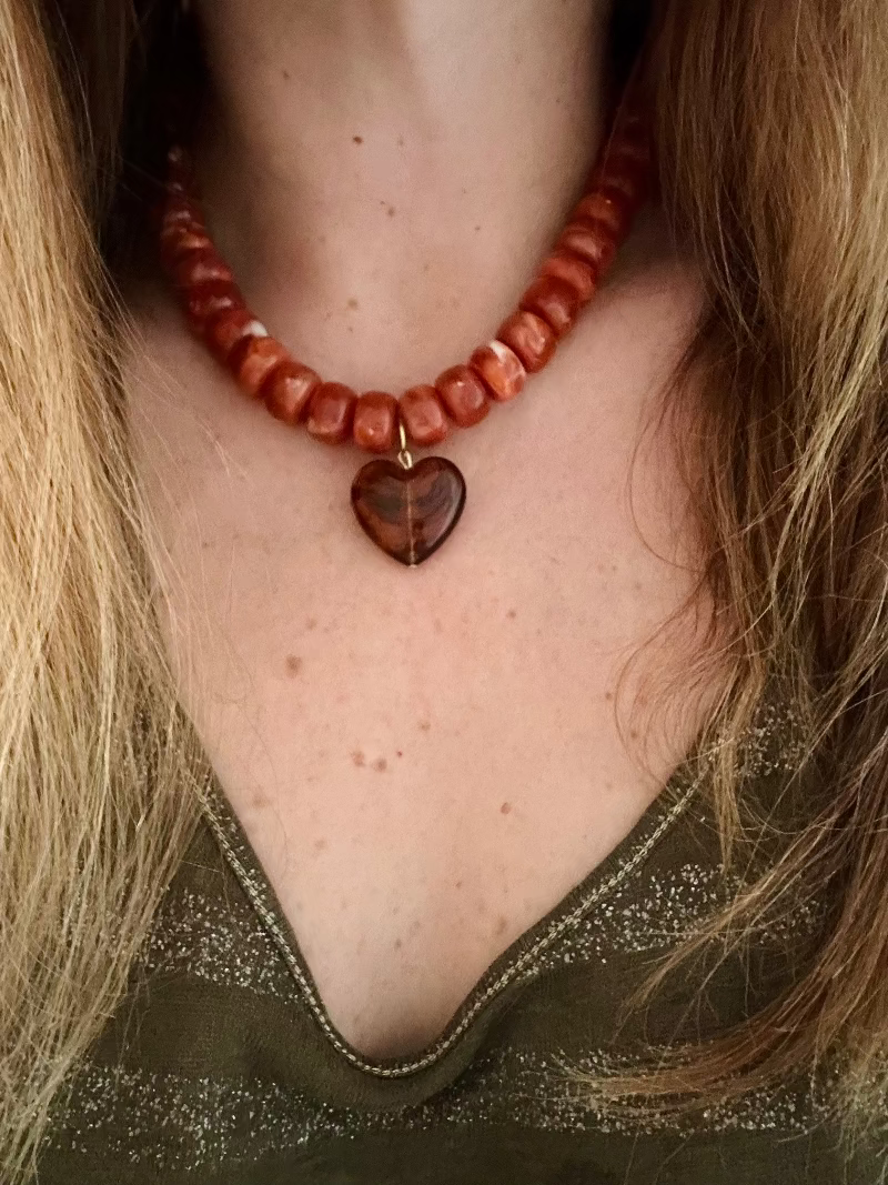 Collier coeur marron CLAUDIE - Camilmari Bijoux