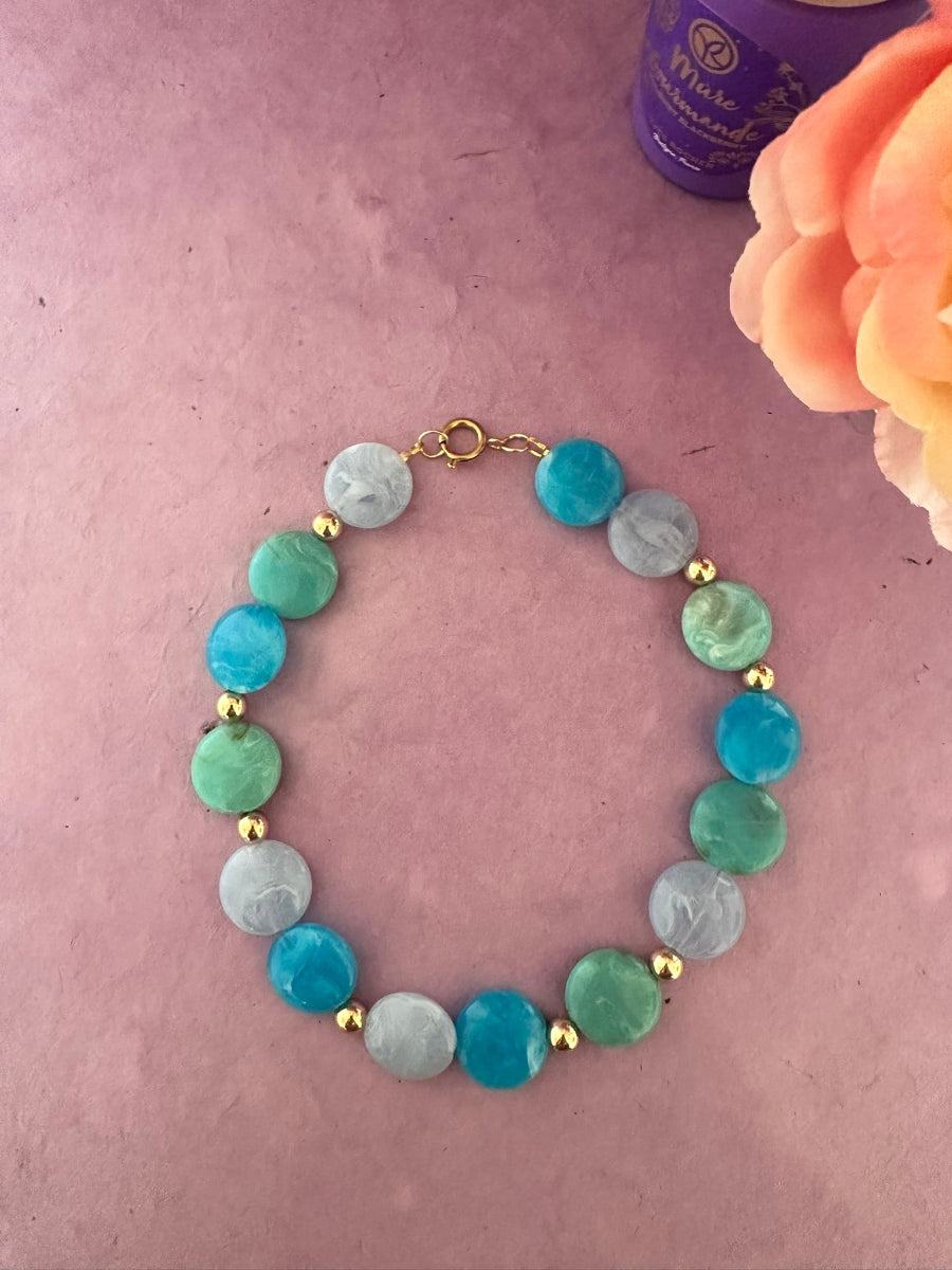 Collier de perles multicolores MARLÈNE – Bijou coloré fait main – Camaïeux de bleu-Colliers-Camilmari Bijoux-Camilmari Bijoux.