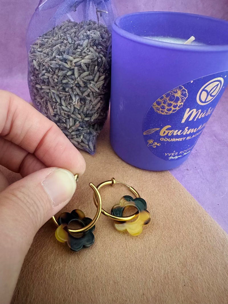Creoles clip pour oreille non percee Laurette fleur leopard - Camilmari Bijoux