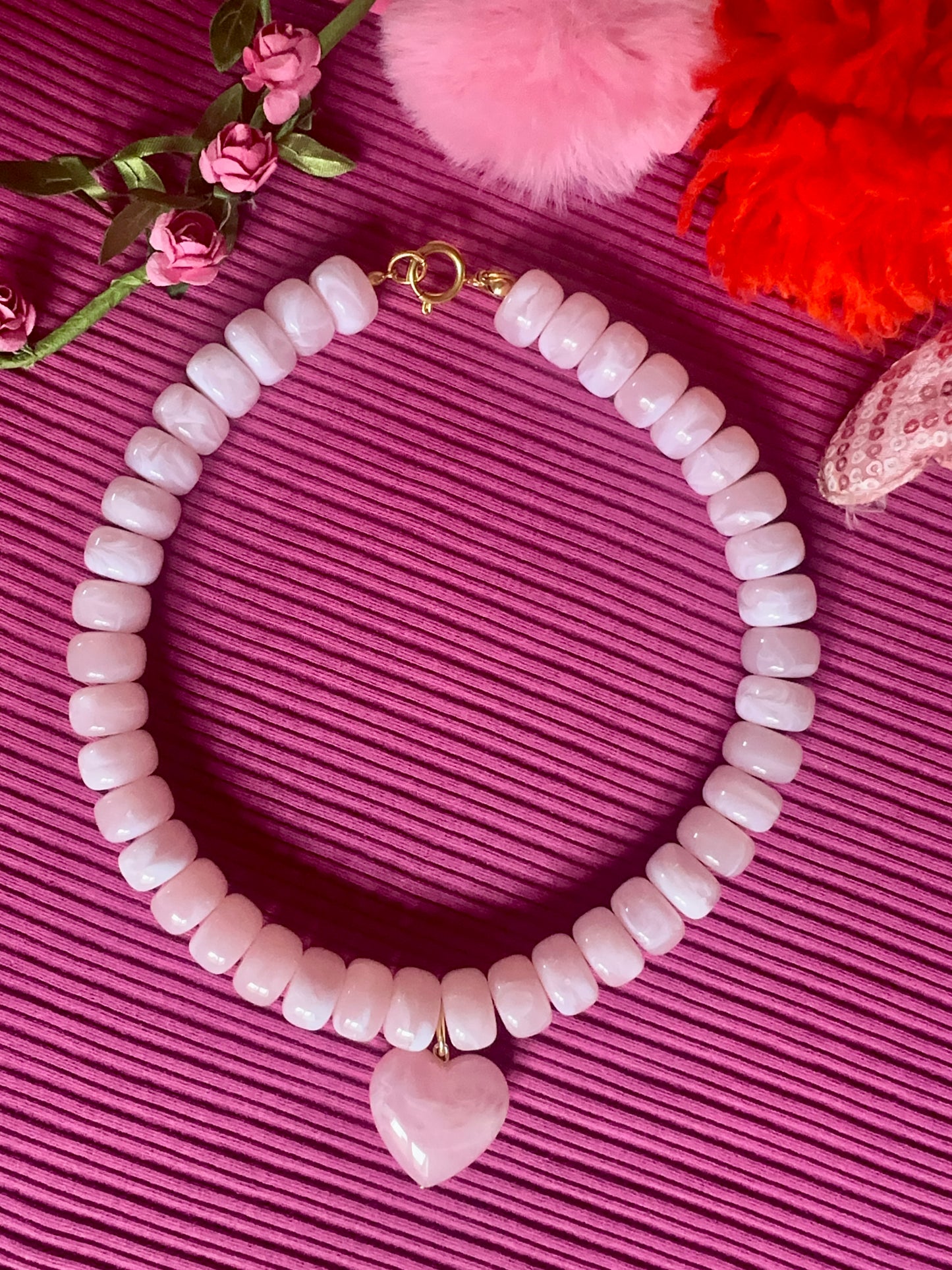 Collier de perles CLAUDIE – Collier cœur coloré fait main - Camilmari Bijoux