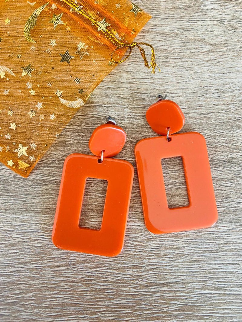 Boucles d’oreilles fantaisie MÉLINA – Boucles pendantes vintage faites main - Camilmari Bijoux - Orange
