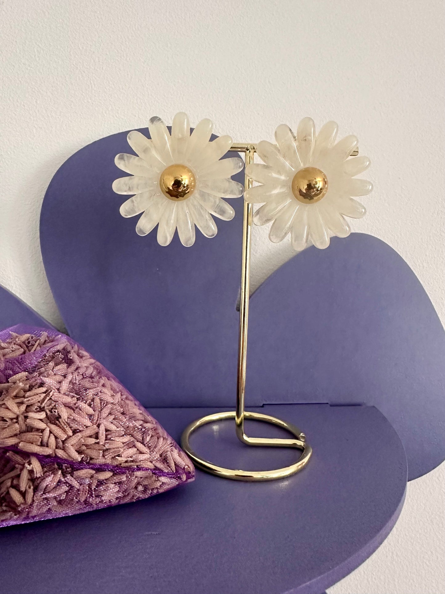 Boucles d'oreilles marguerites BLANCHE - Camilmari Bijoux -