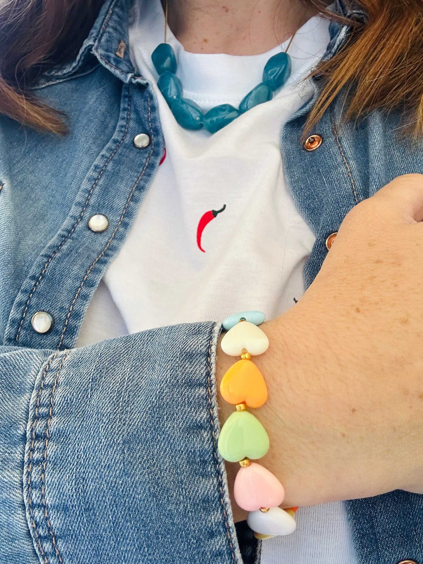 Bracelet fantaisie femme élastique MINA - Camilmari Bijoux - Orange foncé