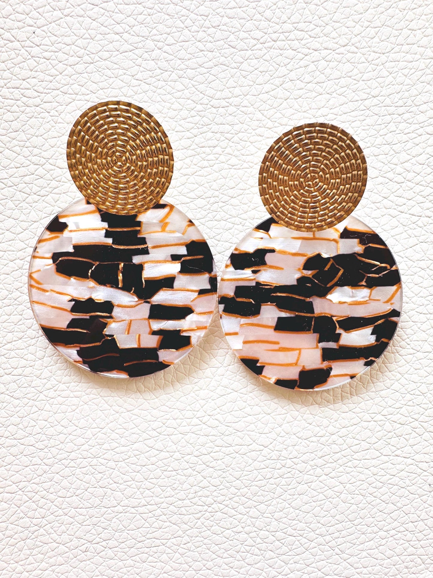 Boucles d'oreilles MATHILDE motif mosaïque - Élégance et Originalité-Boucles d'oreilles-Camilmari Bijoux-Camilmari Bijoux.