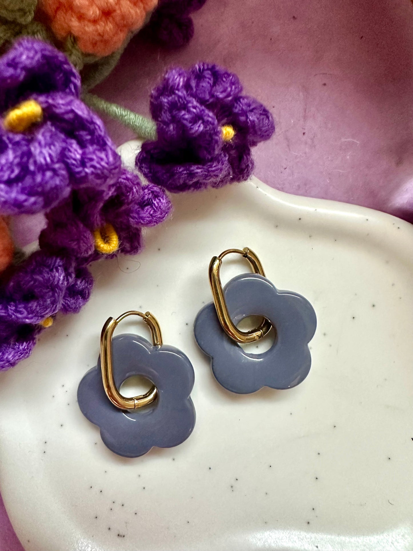 Créoles fleurs colorées SOFIA - Camilmari Bijoux - Créoles rondes + Fleurs