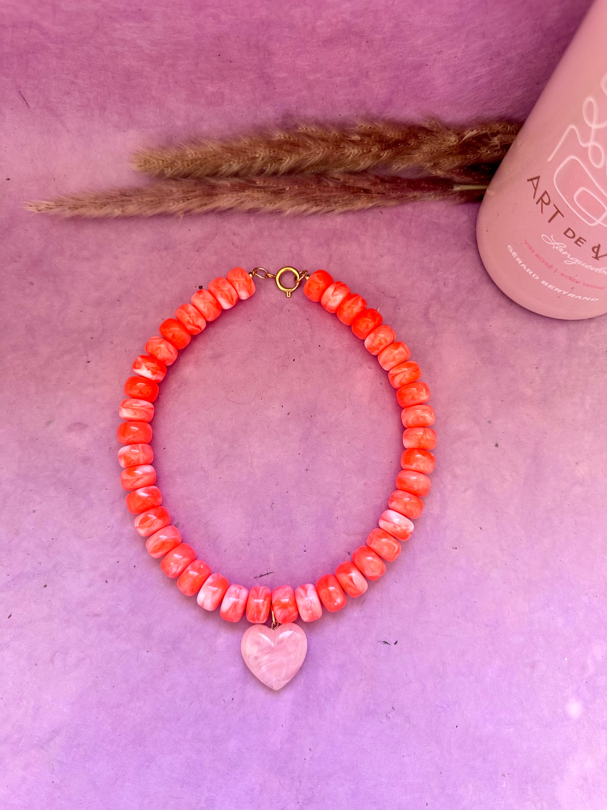  Collier de perles CLAUDIE – Collier cœur coloré fait main-Colliers-Camilmari Bijoux-Camilmari Bijoux.