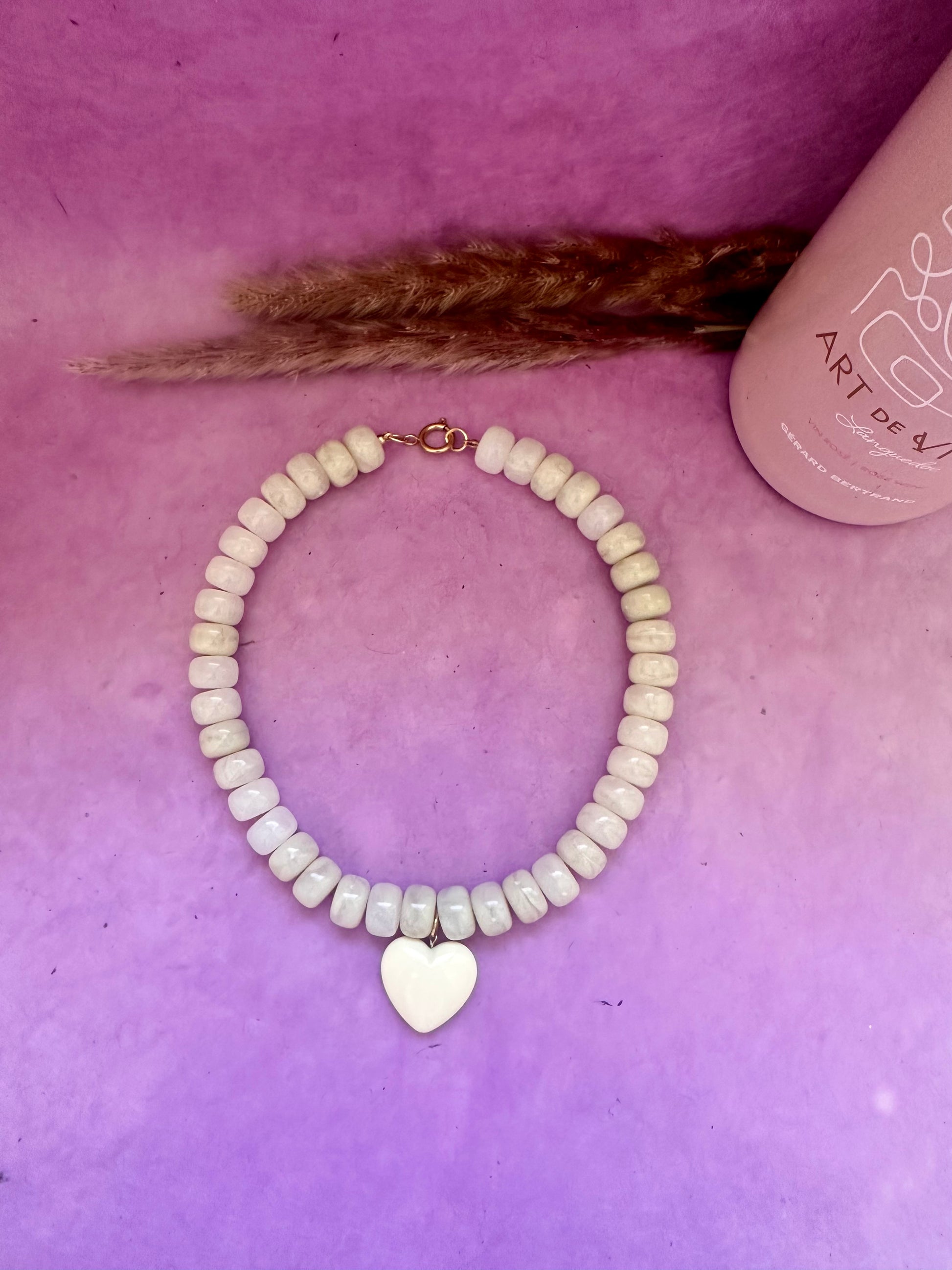  Collier de perles CLAUDIE – Collier cœur coloré fait main-Colliers-Camilmari Bijoux-Camilmari Bijoux.