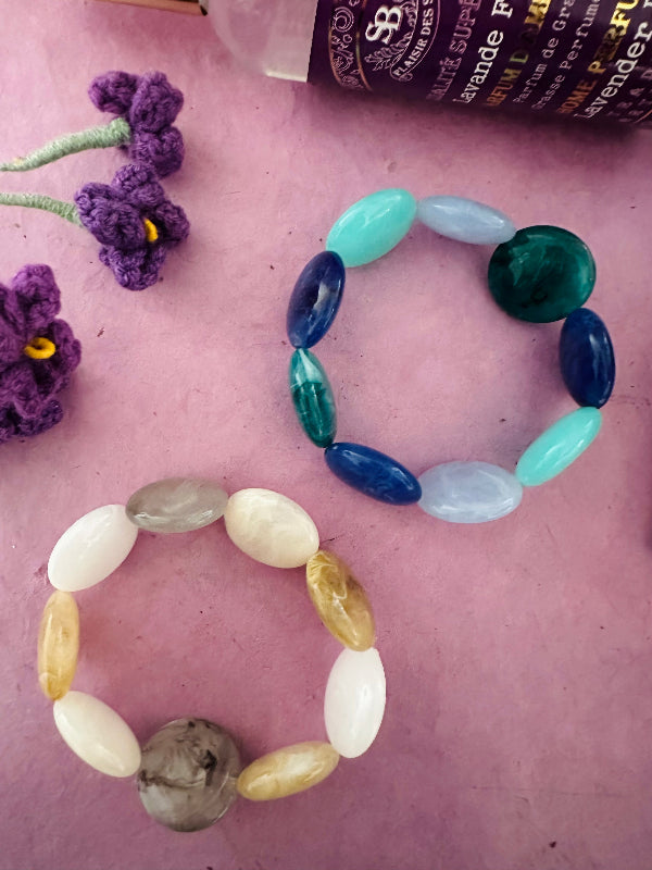 Bracelets de perles multicolores bleu et ivoire Sienna Multicolore - Camilmari Bijoux