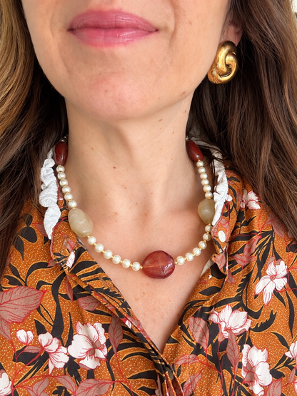Collier perles blanches fantaisie JEANNETTE, Camilmari Bijoux, vue 4