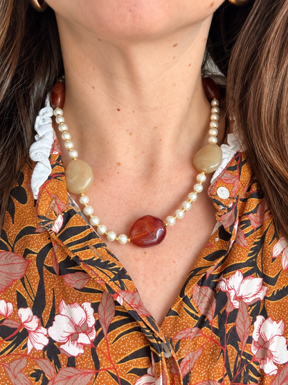 Collier perles blanches fantaisie JEANNETTE, Camilmari Bijoux, vue 1