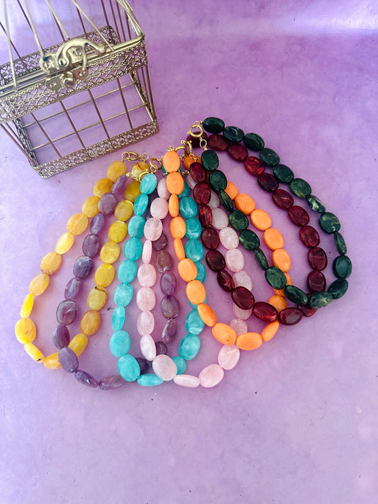 Colliers de perles colorees ovales Olivia - Camilmari Bijoux