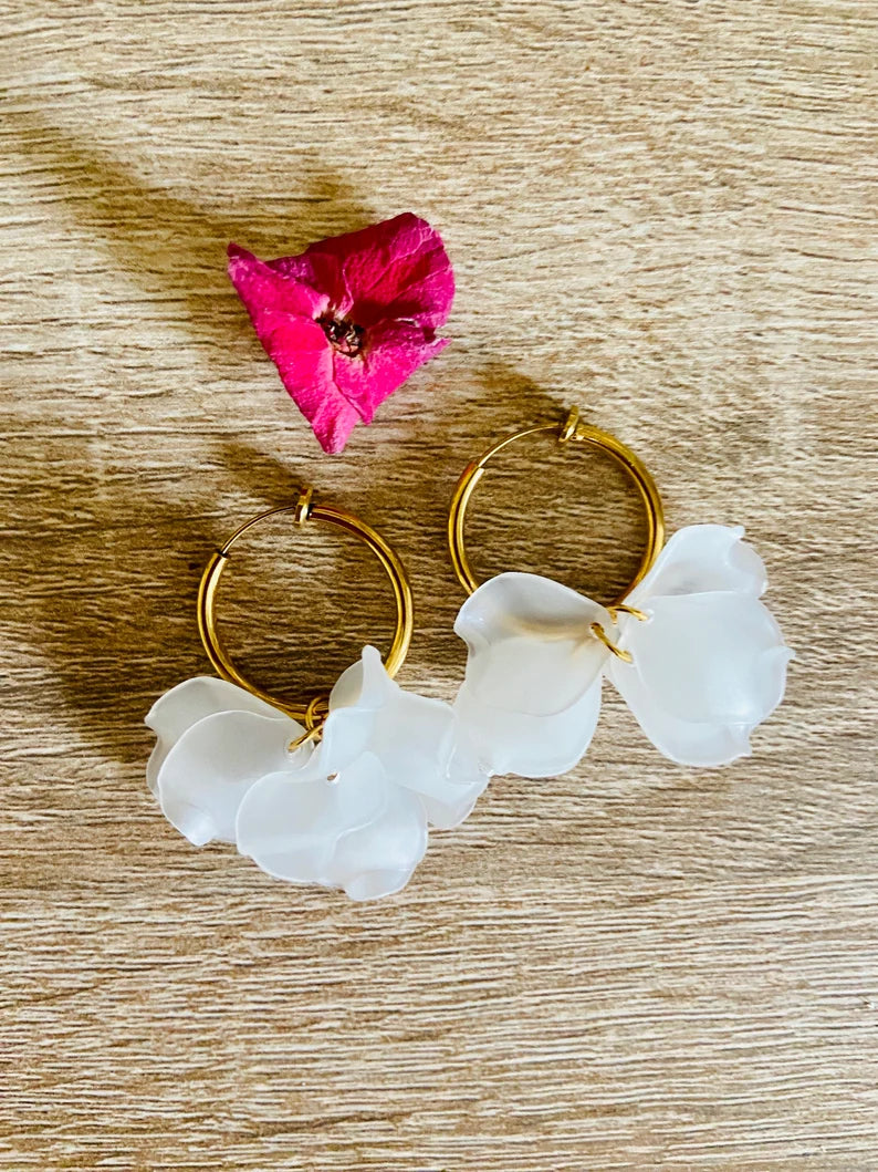  Créoles CAMILLE 20 mm - Boucles d'oreilles à pétales colorés assemblées à la main-Boucles d'oreilles-Camilmari Bijoux-Camilmari Bijoux.