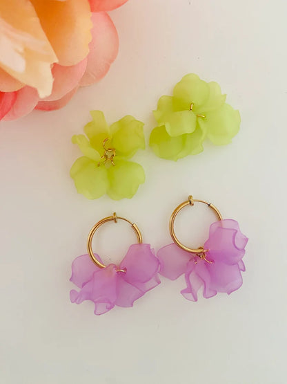  Créoles CAMILLE 20 mm - Boucles d'oreilles à pétales colorés assemblées à la main-Boucles d'oreilles-Camilmari Bijoux-Camilmari Bijoux.