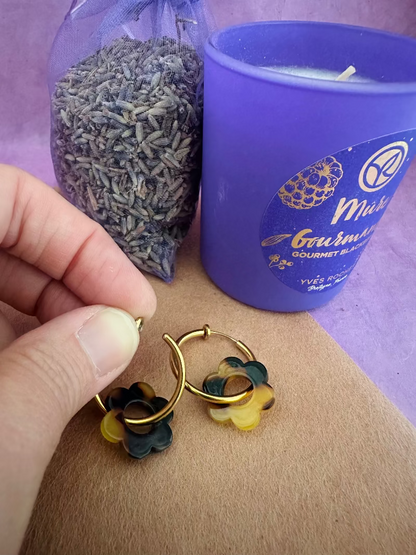 Creoles clip pour oreille non percee Laurette fleur leopard - Camilmari Bijoux