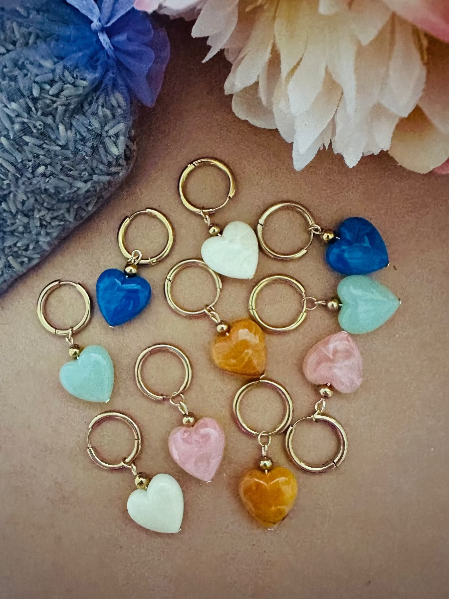 Creoles coeurs colores gamme coloris Claudie - Camilmari Bijoux