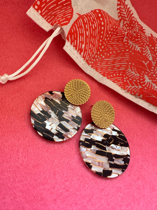  Boucles d'oreilles MATHILDE motif mosaïque - Élégance et Originalité-Boucles d'oreilles-Camilmari Bijoux-Camilmari Bijoux.