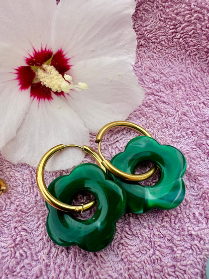 Créoles fleurs SOFIA – Boucles d'oreilles fleuries personnalisables et interchangeables