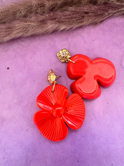  Boucles d’oreilles MARGOT – Grosses fleurs vintage et colorées assemblage main-Boucles d'oreilles-Camilmari Bijoux-Camilmari Bijoux.