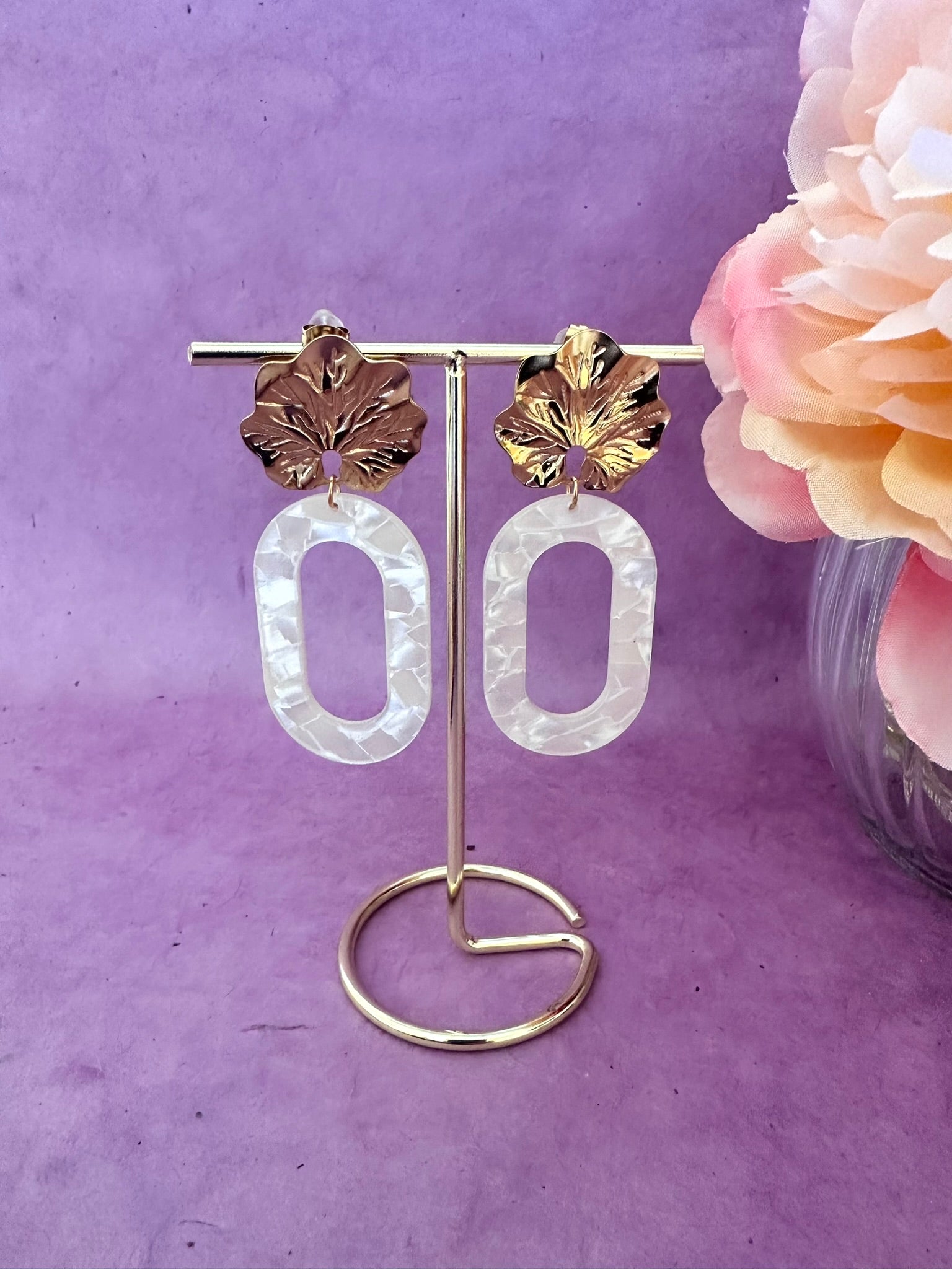  Boucles d’oreilles ISAURE – Fantaisie élégantes géométriques ovales-Boucles d'oreilles-Camilmari Bijoux-Camilmari Bijoux.