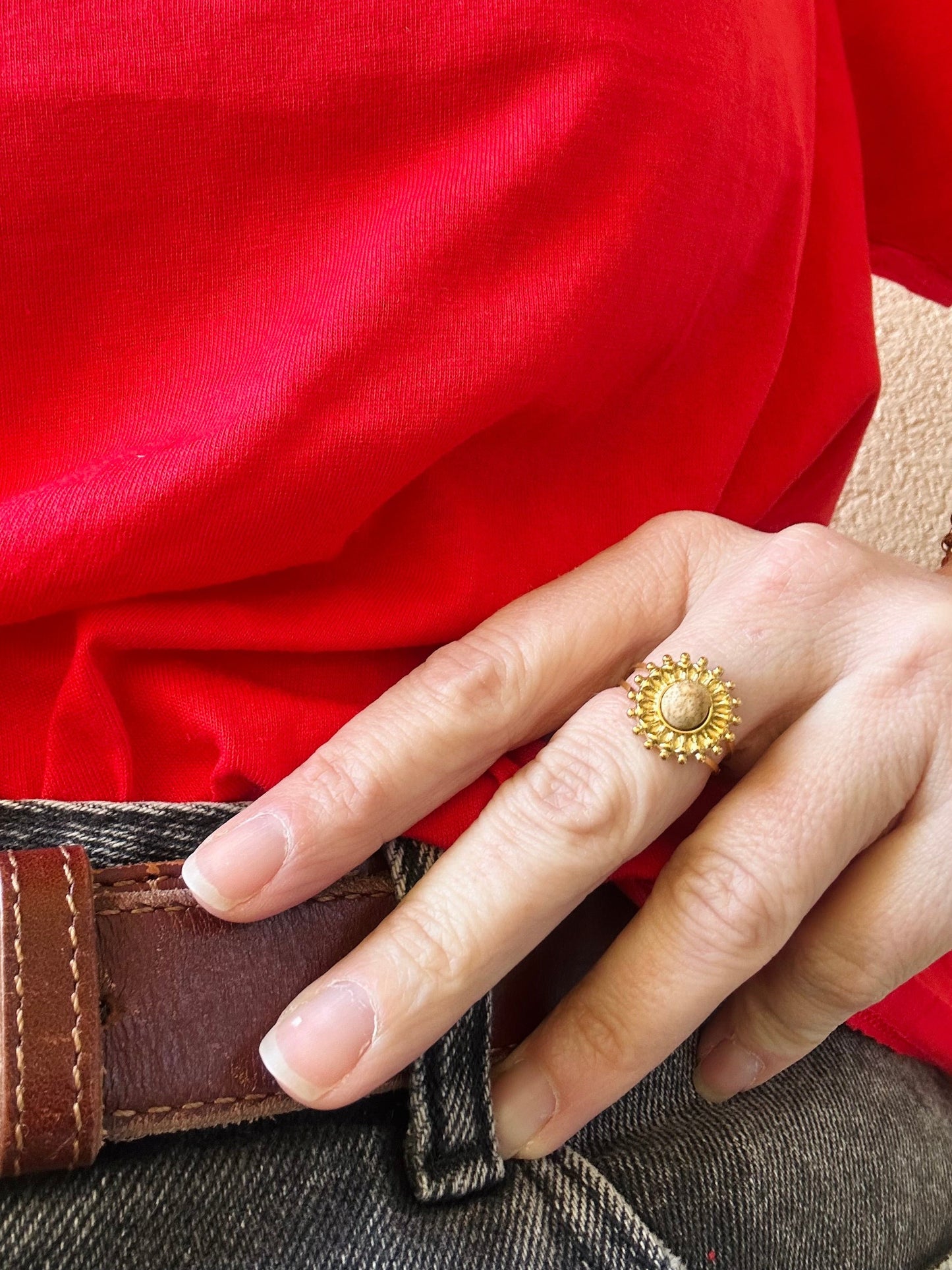 Bague acier inoxydable avec pierre CELESTINE - Camilmari Bijoux - 