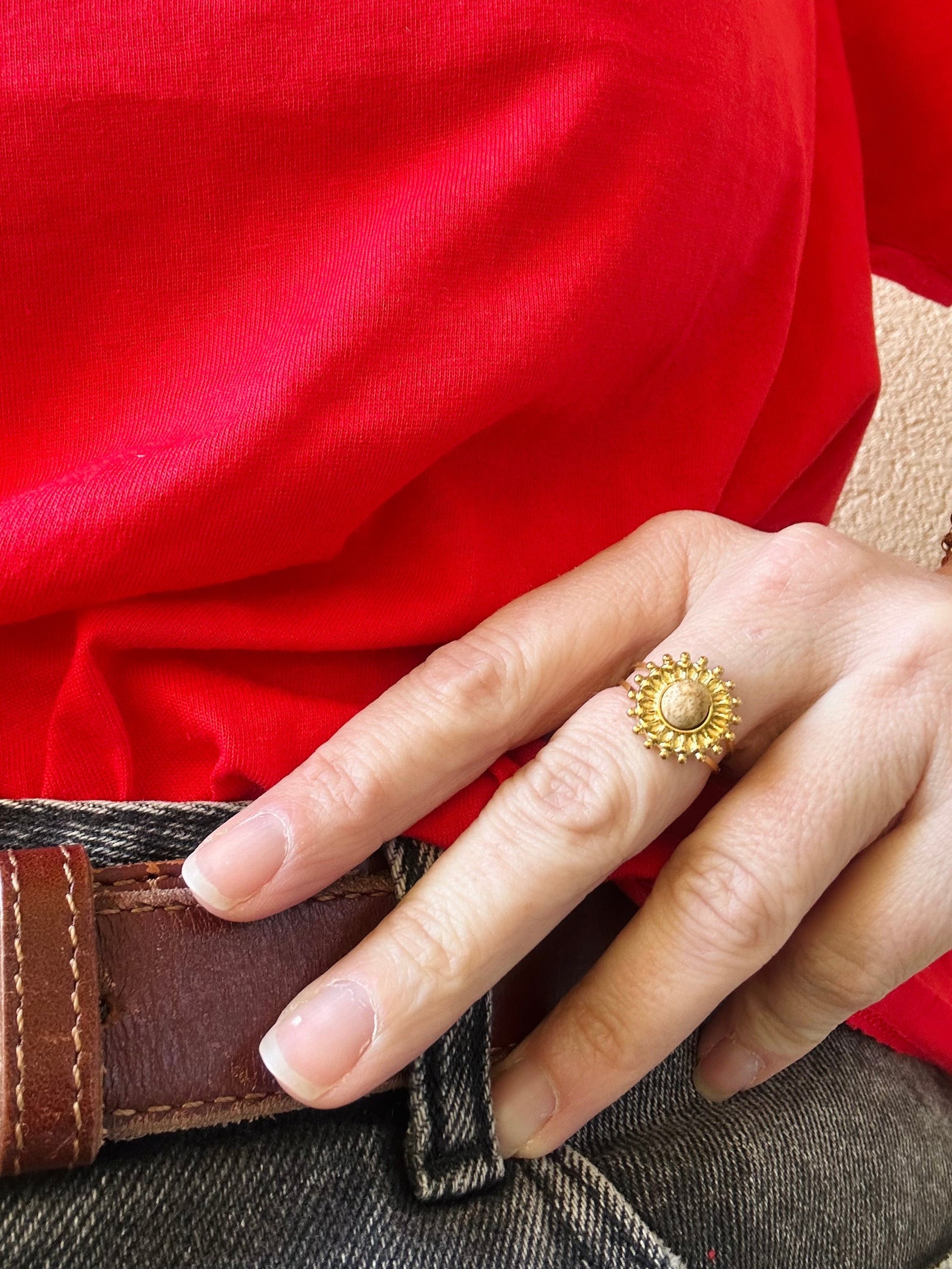 Bague acier inoxydable avec pierre CELESTINE - Camilmari Bijoux - 