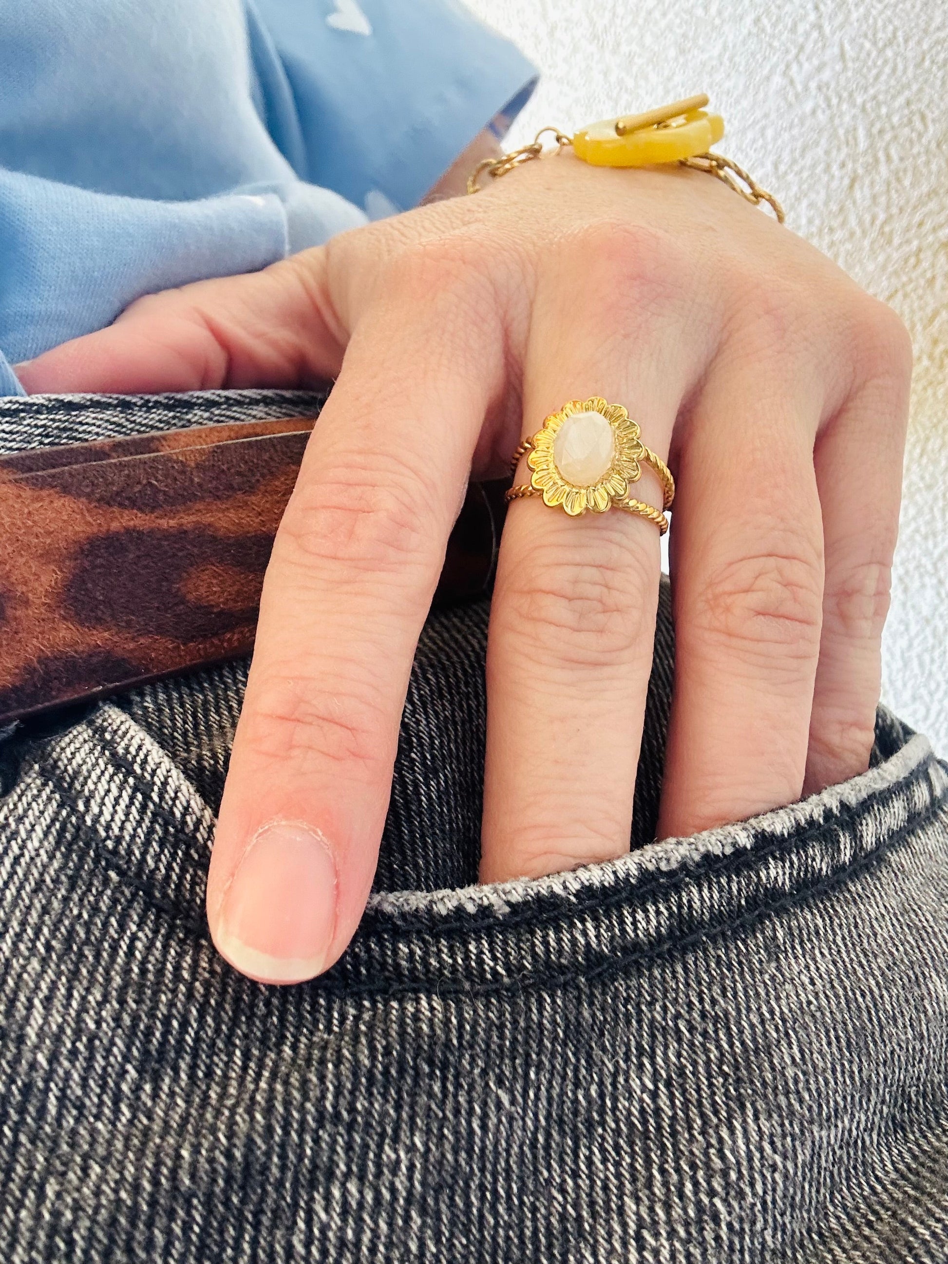 Bague avec pierre naturelle OPALINE - Camilmari Bijoux - 