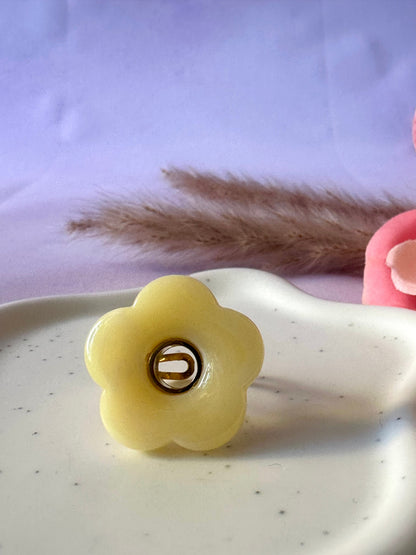 Bague grosse fleur FLORE - Camilmari Bijoux - Jaune pastel