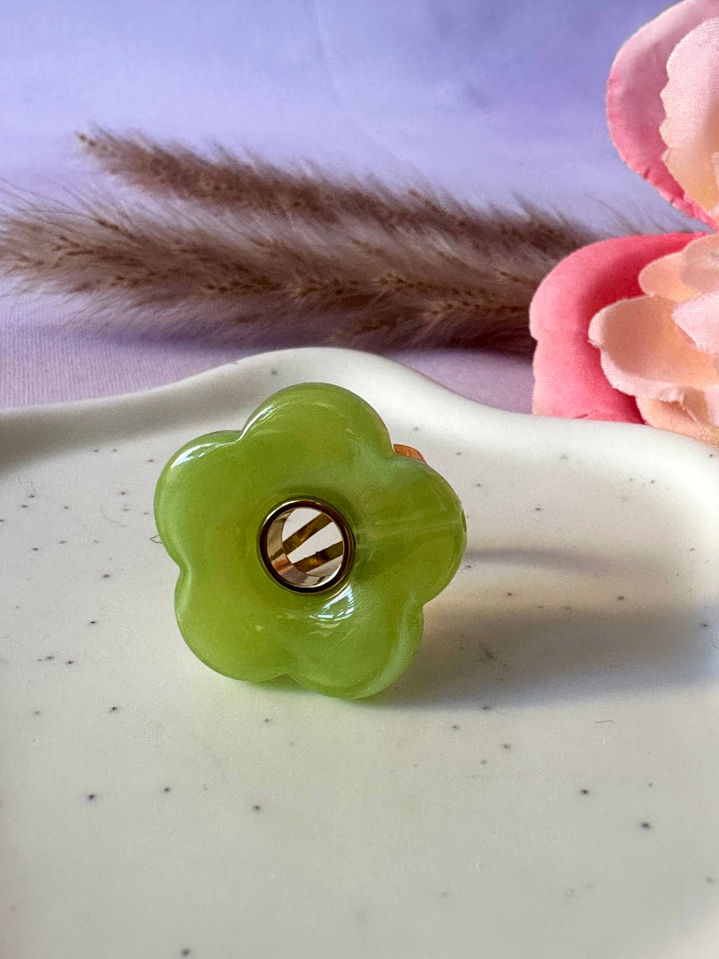 Bague grosse fleur FLORE - Camilmari Bijoux - Vert