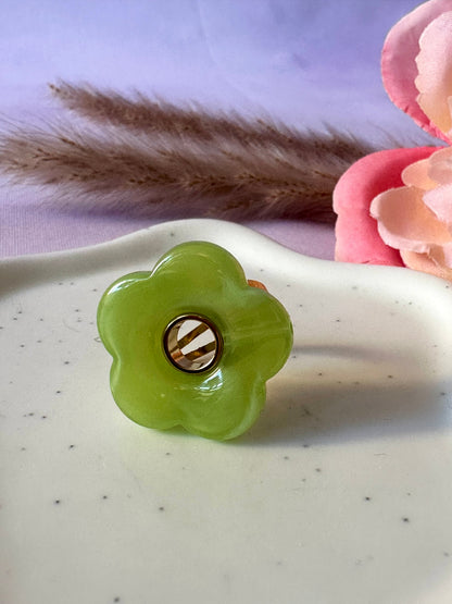 Bague grosse fleur FLORE - Camilmari Bijoux - Vert
