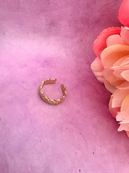 Bague MÉLODIE – Bague cœurs dorée en acier inoxydable réglable - Camilmari Bijoux - 