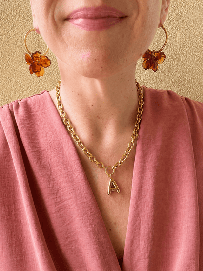 Boucles d'oreilles avec fleurs MALIA - Camilmari Bijoux - Brun ambré