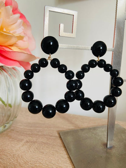 Boucles d’oreilles CAMELIA au style vintage en perles de résine - Camilmari Bijoux - Ivoire