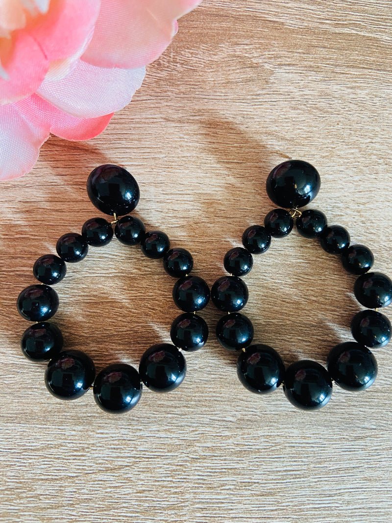 Boucles d’oreilles CAMELIA au style vintage en perles de résine - Camilmari Bijoux - Ivoire