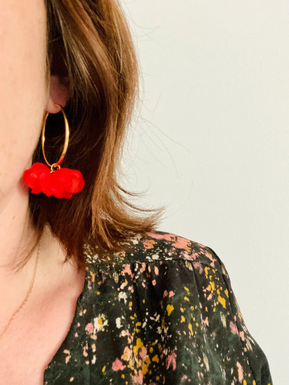 Boucles d'oreilles CAMILLE 35 MM - Camilmari Bijoux - Créoles dorées 35 mm + pétales