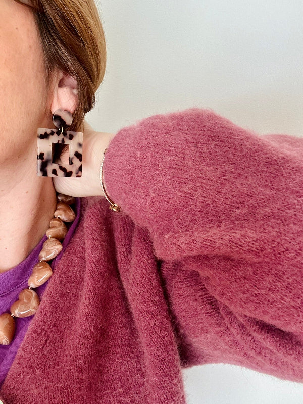 Boucles d’oreilles carrées léopard ALBA - Camilmari Bijoux - 