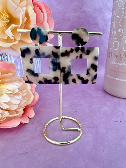 Boucles d’oreilles carrées léopard ALBA - Camilmari Bijoux - 