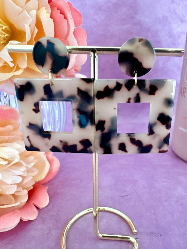 Boucles d’oreilles carrées léopard ALBA - Camilmari Bijoux - 