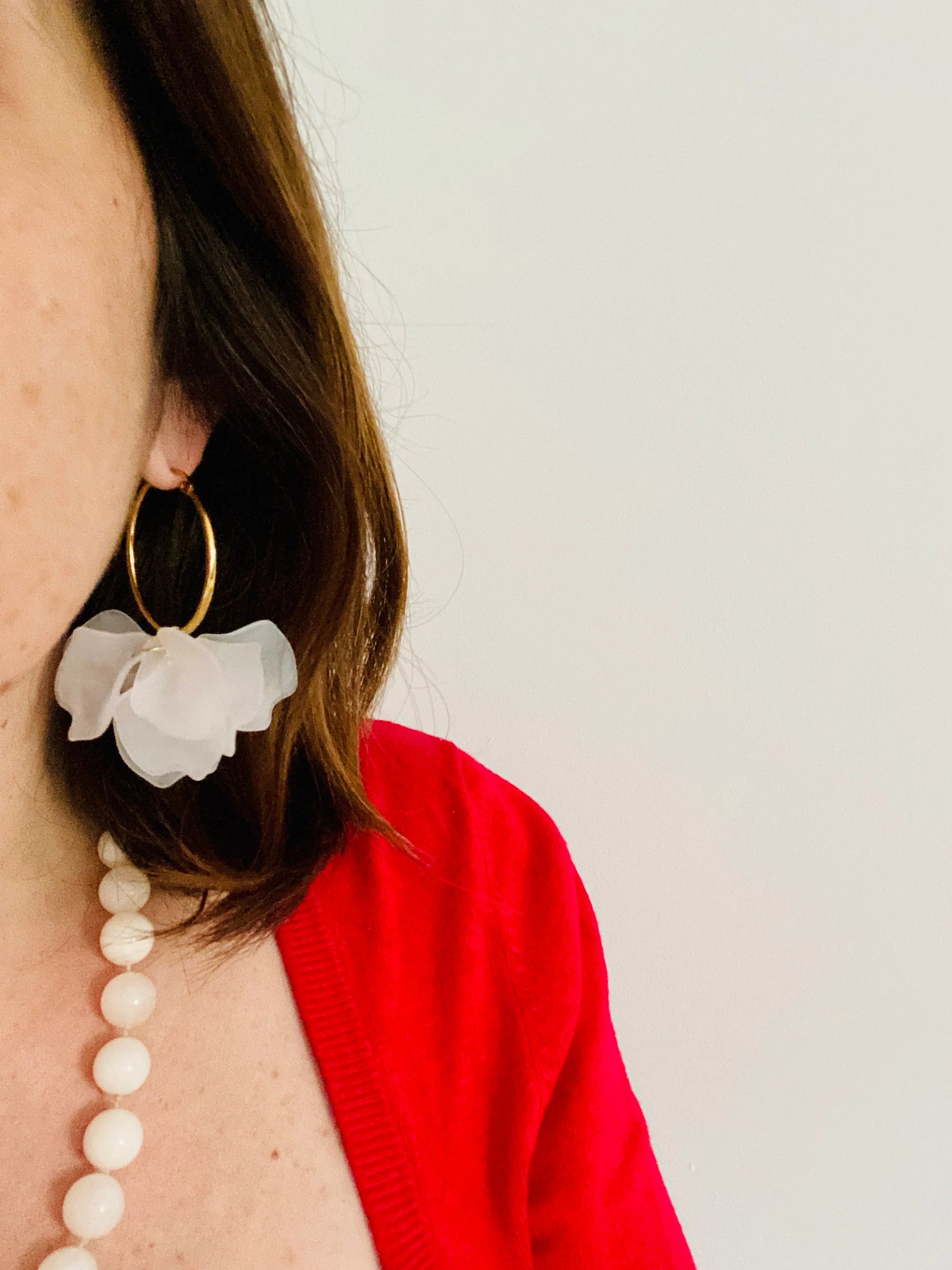 Boucles d'oreilles CHARLIE - Camilmari Bijoux - Créoles dorées 35 mm + pétales