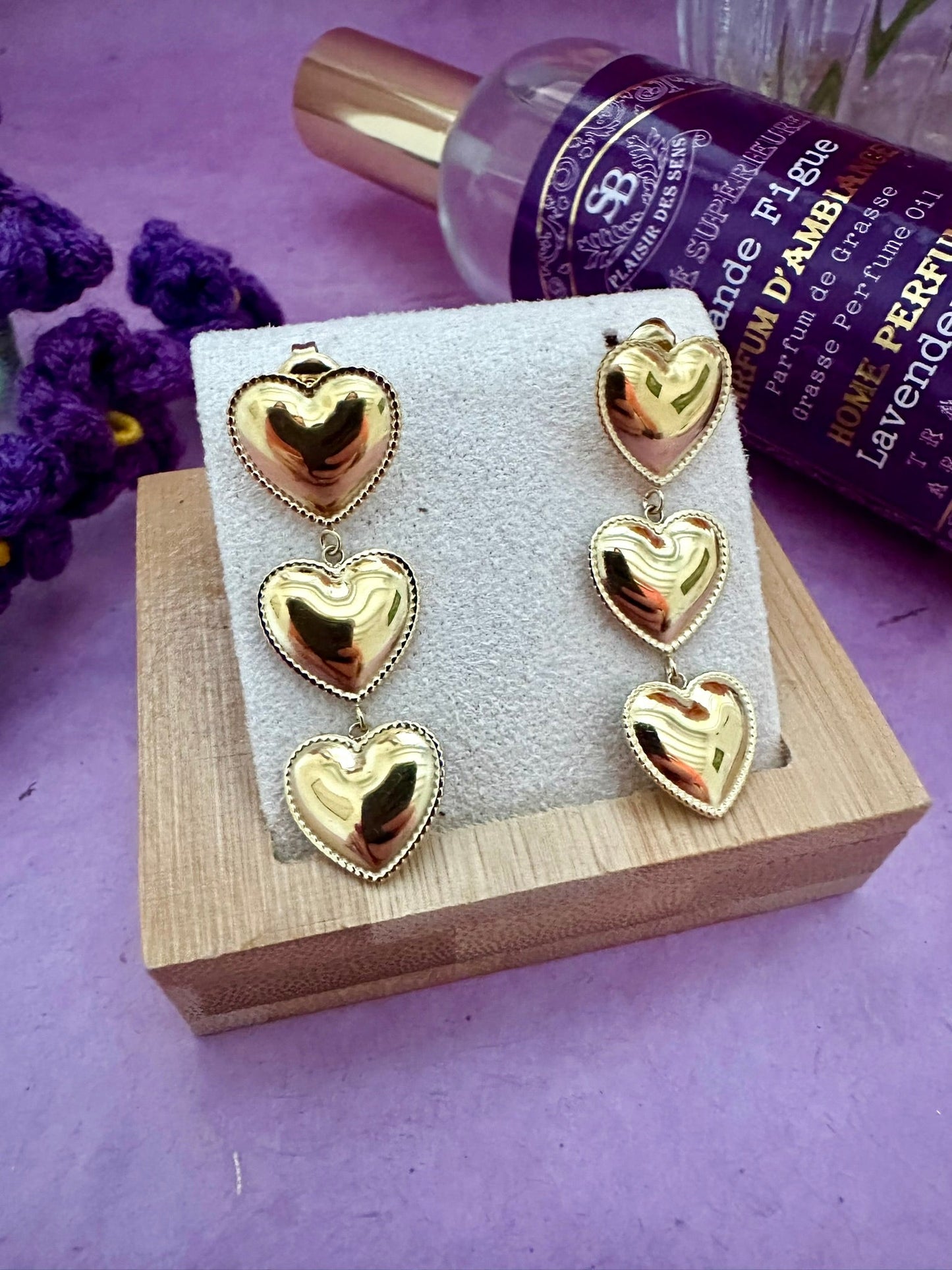 Boucles d'oreilles coeurs dorés ROMY - Camilmari Bijoux - 