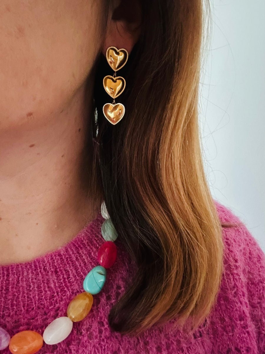 Boucles d'oreilles coeurs dorés ROMY - Camilmari Bijoux - 