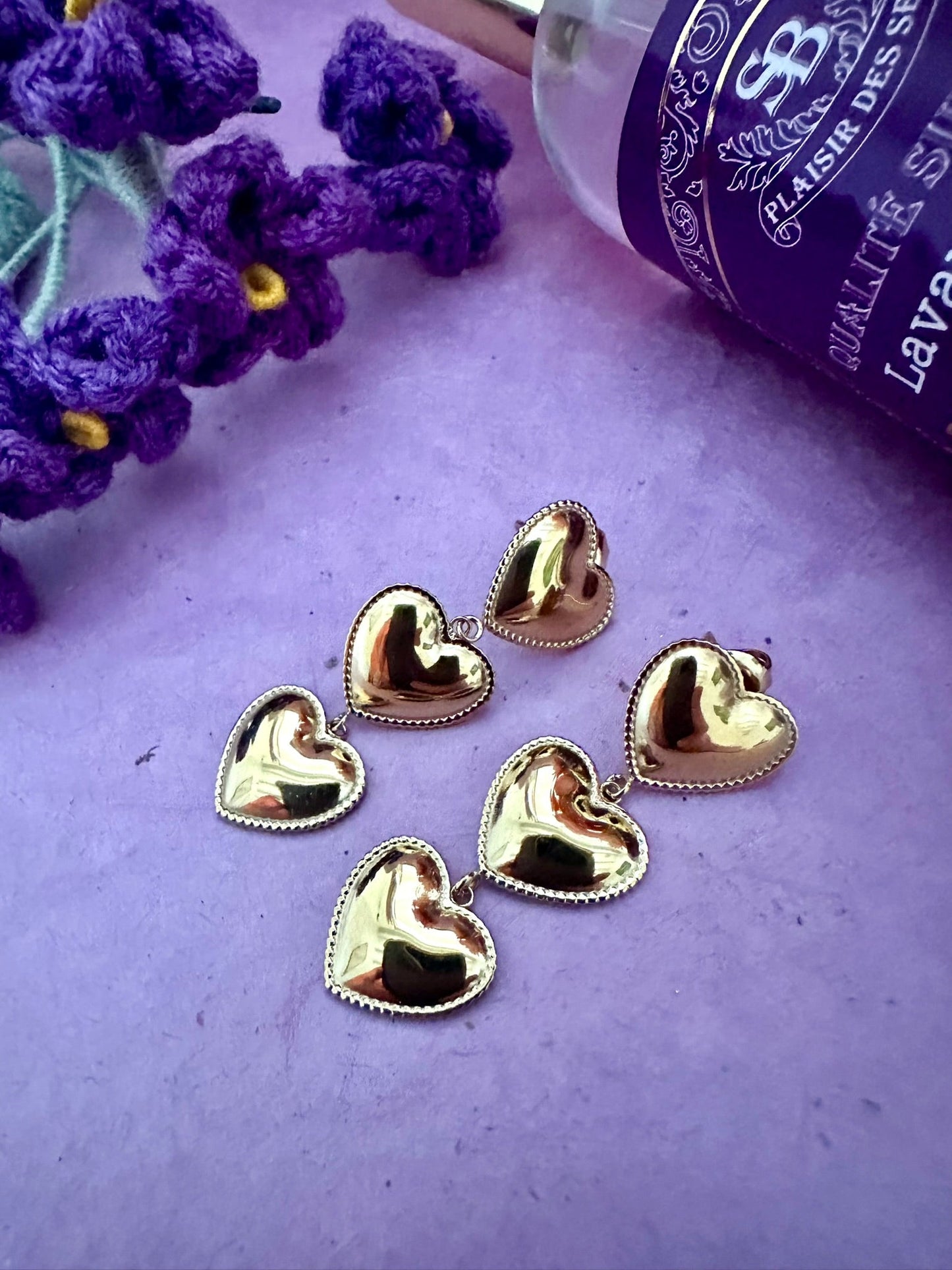 Boucles d'oreilles coeurs dorés ROMY - Camilmari Bijoux - 