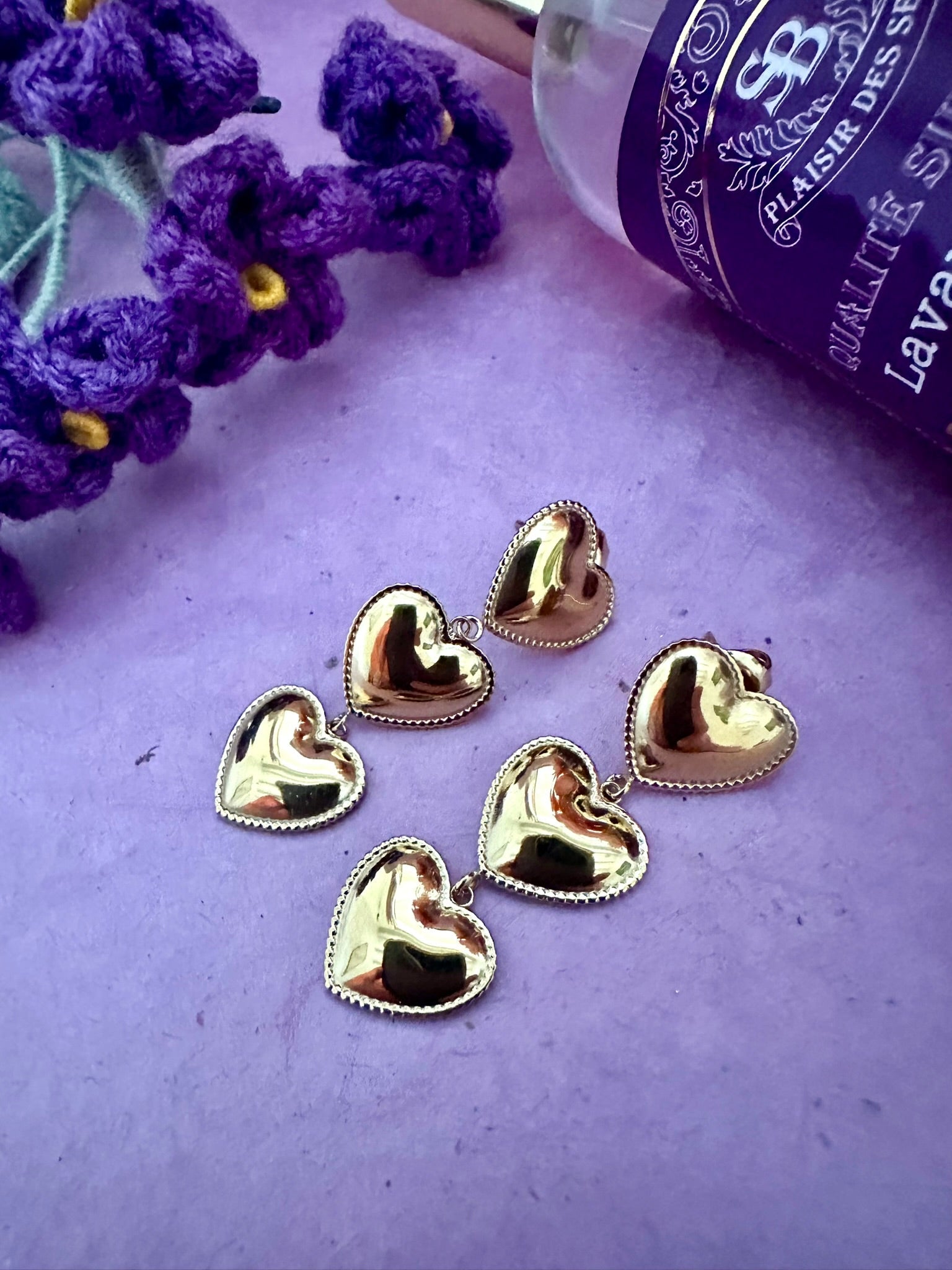 Boucles d'oreilles coeurs dorés ROMY - Camilmari Bijoux - 