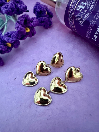 Boucles d'oreilles coeurs dorés ROMY - Camilmari Bijoux - 