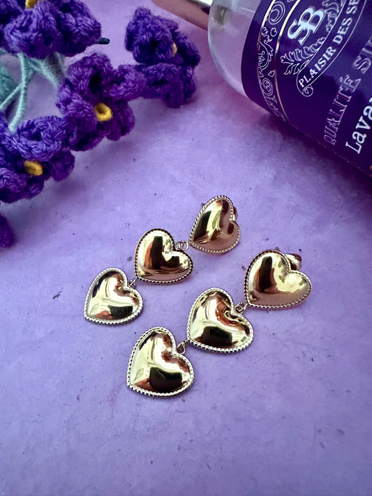 Boucles d'oreilles coeurs dorés ROMY - Camilmari Bijoux - 