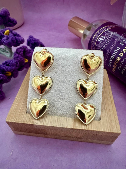 Boucles d'oreilles coeurs dorés ROMY - Camilmari Bijoux - 