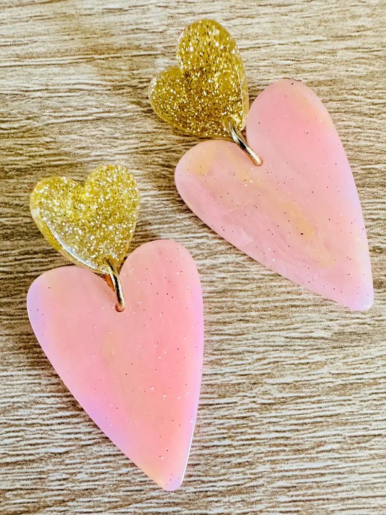 Boucles d’oreilles coeurs LOVEA - Camilmari Bijoux - Blanc nacré et rouge